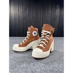 Converse Boots Womens 7 Brown Chuck Taylor All Star Platform Heel Ankle Lace Up